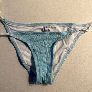 Blue Lace Side-Tie Bikini Bottom